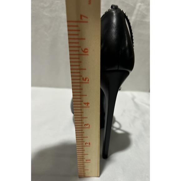 Saint Laurent Paris Black Leather Platform Stiletto Pumps Size EU 38 Italy Heels - Picture 15 of 16